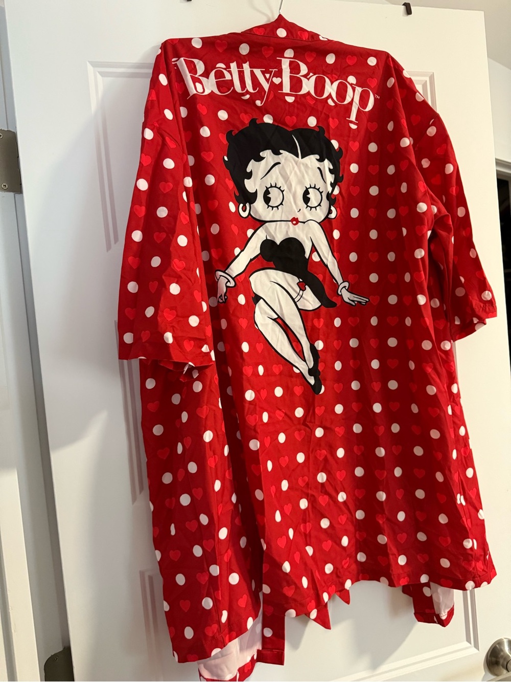 Betty Boop Women Red Polka Dot Pajama bathrobe